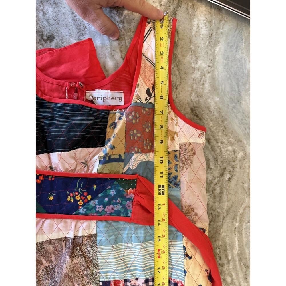 Vtg Handmade Patchwork Cottagecore Prairie Maxi Dress Quilted Peasant Gypsy - Picture 9 of 10